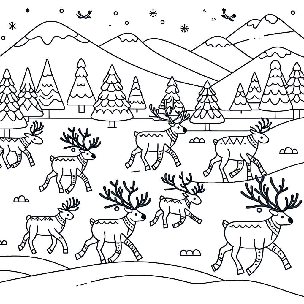 free reindeer colouring sheet